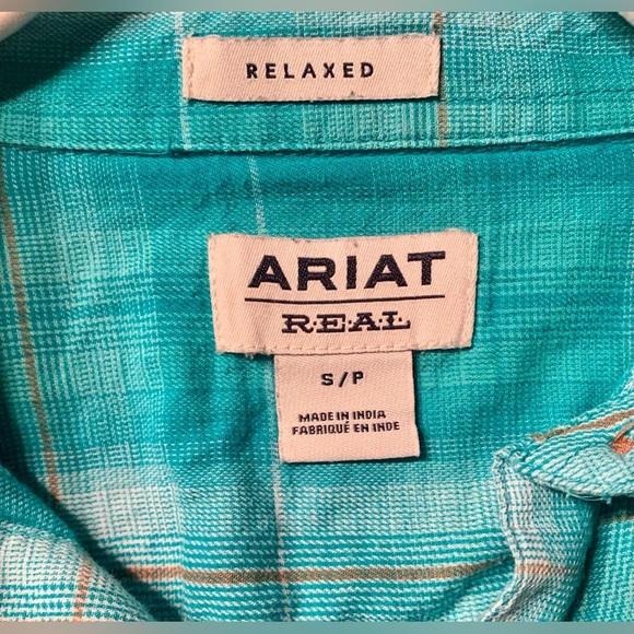 Ariat Turquoise Plaid Relaxed Shirt - Small - Picture 3 of 7